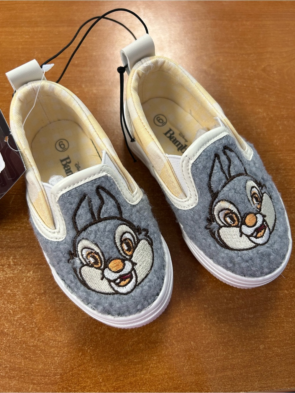 Disney Gray Bunny Slip-On Sneakers with Embroidered Thumper Face
